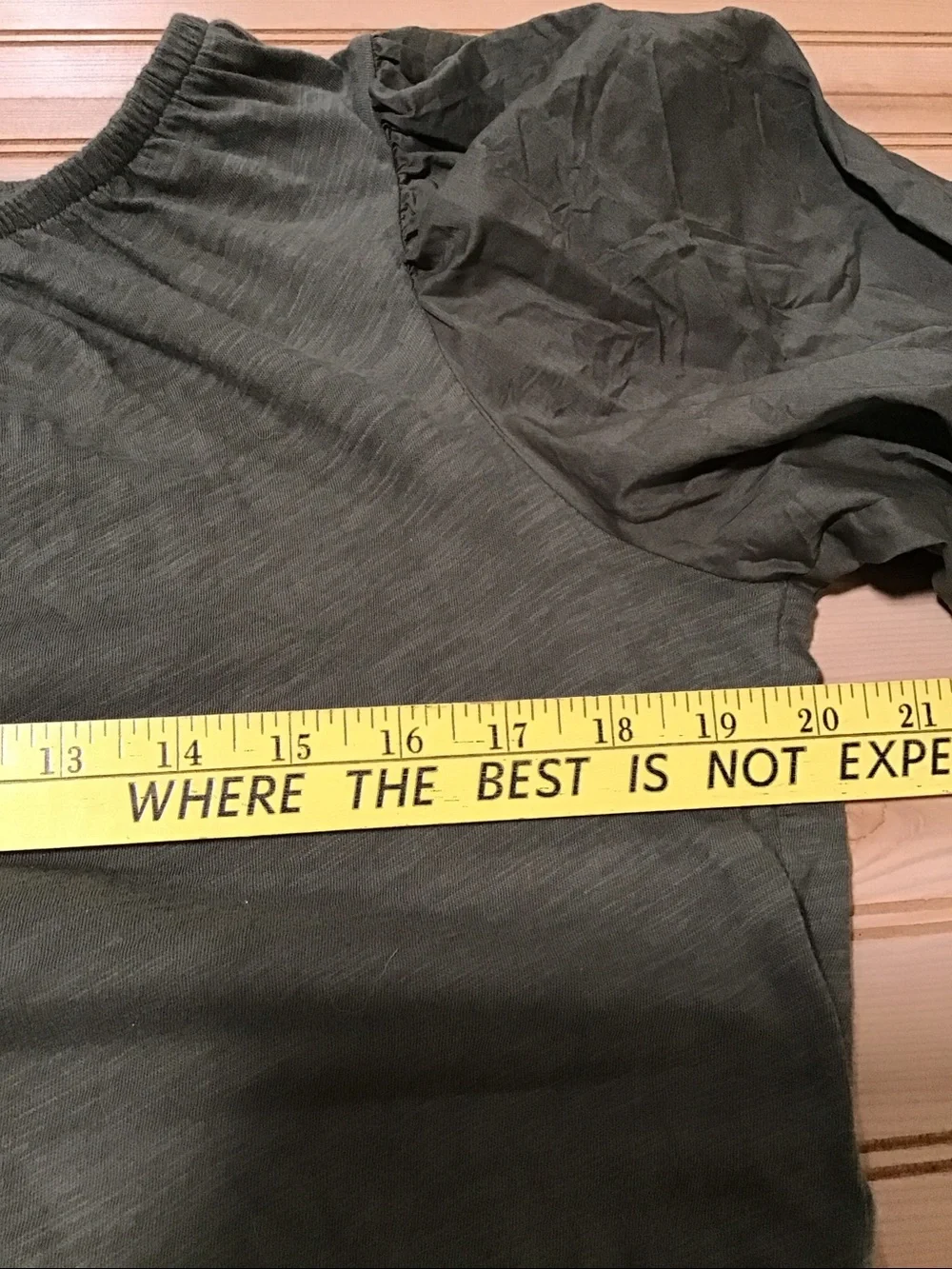 Old Navy 100% Cotton Olive Green Slub Knit Puff Sleeve Women’s Top Boho Fairy